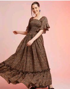 Floral Print Maxi Dress with Ruffled Hem