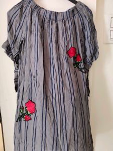 Striped Dress type top with Rose Detail