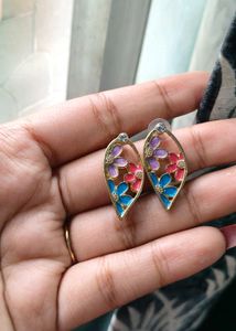 Floral Enamel Leaf Earrings