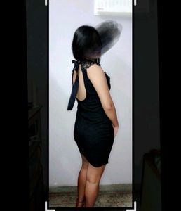 Elegant Black Lace Trim Dress