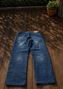 Wide Leg Blue Denim Jeans