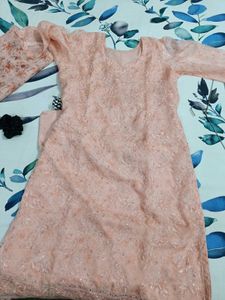 Peach Floral Embroidered suit