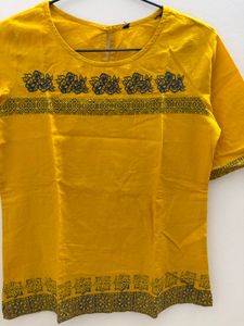Stylish Yellow Embroidered Blouse