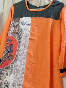Contemporary Orange &amp; Black Designer Kurti