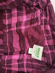 Pink &amp; Maroon Plaid Shirt
