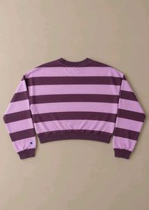 PURPLE &amp; LAVENDER STRIPED CROPPED SWEATSHIRT