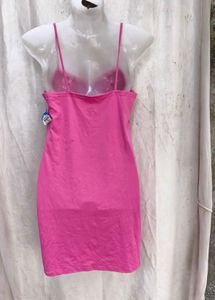 1168. Pink Lace Trim Camisole Slip Dress