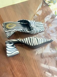 Zebra Print Square Toe Slides