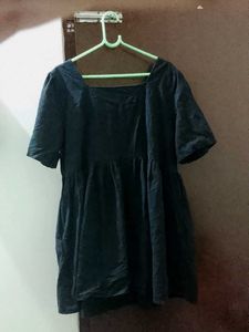 Chic Dark Blue Square Neck Dress