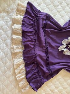 Purple Lace Trim Tunic Top