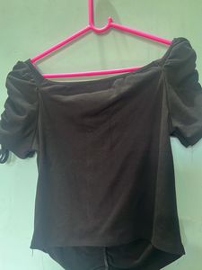 Chic Black Ruched Off-Shoulder Top