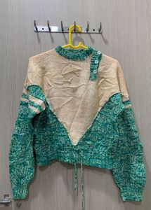 Unique Two-Tone Knit Sweater