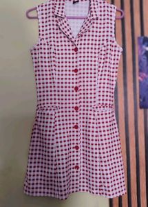 Vintage Red Gingham Button-Up Dress