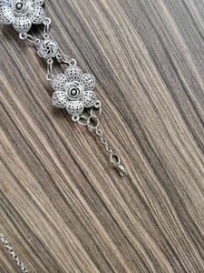 Intricate Floral Silver Waist Chain