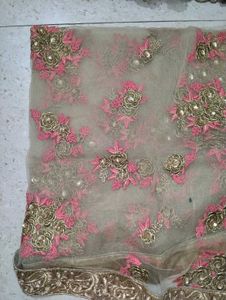 Stunning Coral &amp; Gold Embroidered Lehenga