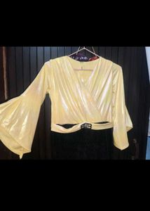 Girls Yellow &amp; Black Sequin Party wear Dress