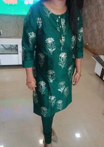 Green Floral Print Kurta