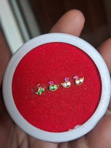 Heart Stud Earrings with Gemstones