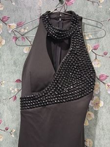 Stunning Black Embellished Halter Neck Dress