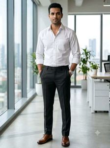 Classic Men's White Shirt and Black Pant