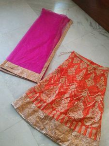 Orange Embroidered Lehenga Choli