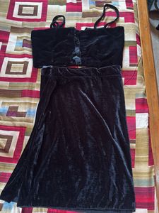 Velvet Crop Top &amp; Skirt Set