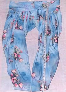 Elegant Sky Blue Floral Georgette Long Gown Set