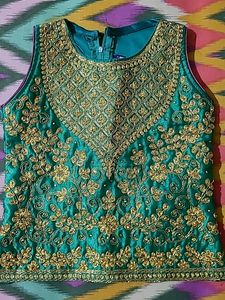 Gorgeous Green And Purple Ethnic Ghagra For Girl