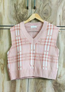 Pink Plaid Sweater Vest