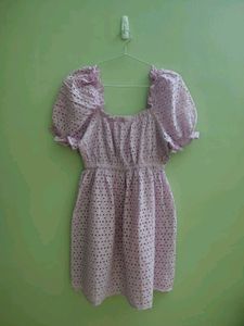 Lavender Eyelet Puff Sleeve Dress