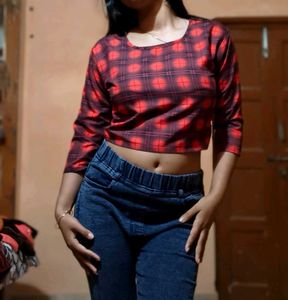 Red Plaid Crop Top