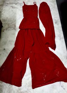 red chikankari sharara set❤️