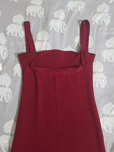 Elegant Maroon Bodycon Midi Dress