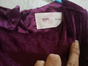 Girls Burgundy Velvet Dress