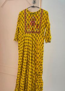 Yellow Printed Kurta