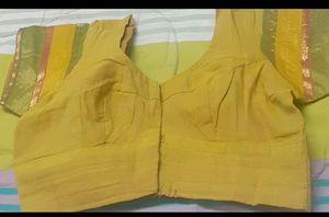 Mustard Cotton Zari Blouse