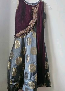 perfect 4 DIWALI :Grey dress , purple velvet