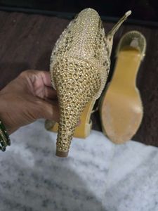 Embellished Gold Heels