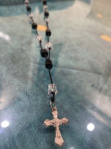Black & Clear Rosary Necklace