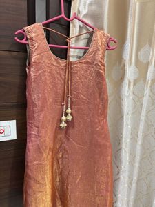 metallic copper Embroidered Kurta Set