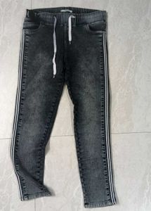 Stylish Grey Wash Denim Straight leg pants