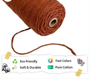 Cotton macrame Cord 3mm singleply brown