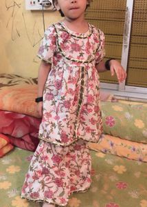 white and pink girls ethnic set
