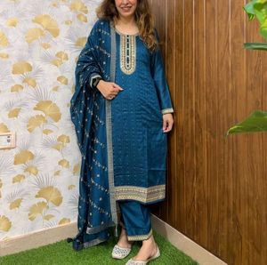 Libas Blue Embroidered Kurta Set with Dupatta