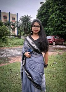 Elegant Grey Saree with Black Border