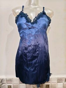 Satin Chemise with Lace Trim