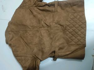 Brown Faux Suede Moto Jacket