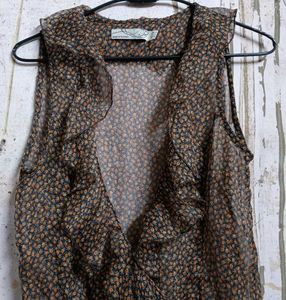 Sheer Floral Ruffle Tunic