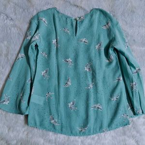 🆕 Boho Bird Print Bell Sleeve Top