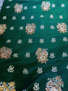 Emerald Green Embroidered Saree
